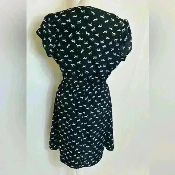 Xhilaration Pony Print Mini Black Tie Waist Dress - Picture 3 of 9